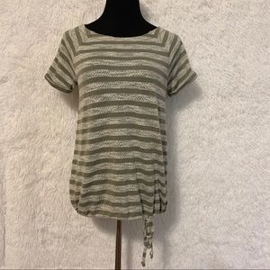 Loft Lounge Woman’s Green Striped Side Tie Blouse